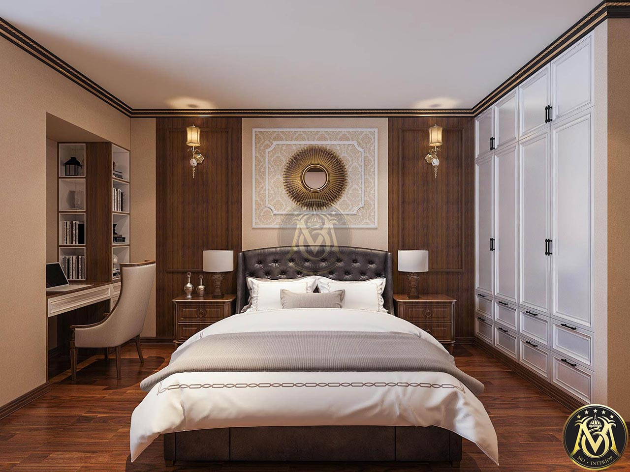 Mẫu thiết kế nội thất phòng ngủ phong cách cổ điển đẹp trang nhã